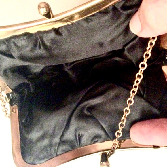 ***SOLD***Small Black Sequined Clutch Evening Handbag Coin Purse w/Chain Strap - Picture 6 of 8